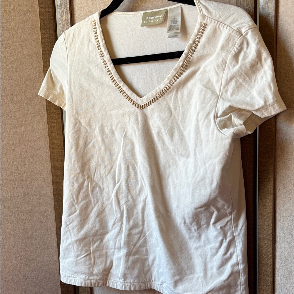 Liz Claiborne V-Neck Short Sleeve Top medium